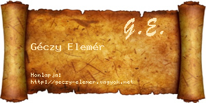 Géczy Elemér névjegykártya